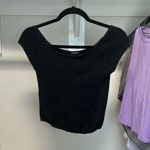 brandy melville black short sleeve crop top